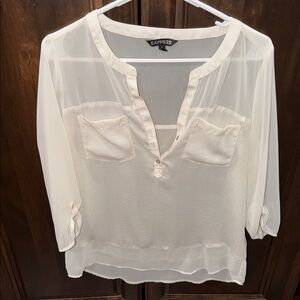 Express Women's Elegant Sheer Blouse - Cream